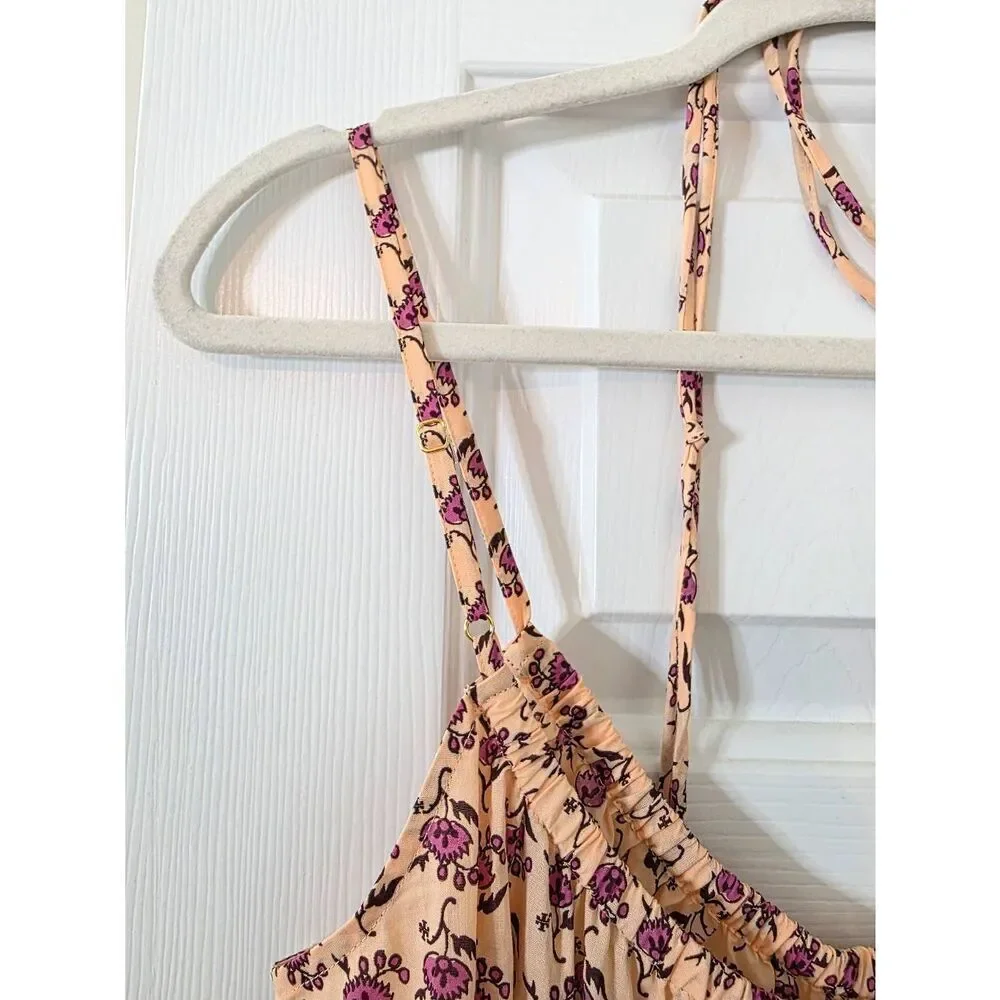 Tory Burch Floral Print Square Neckline Jumpsuit L